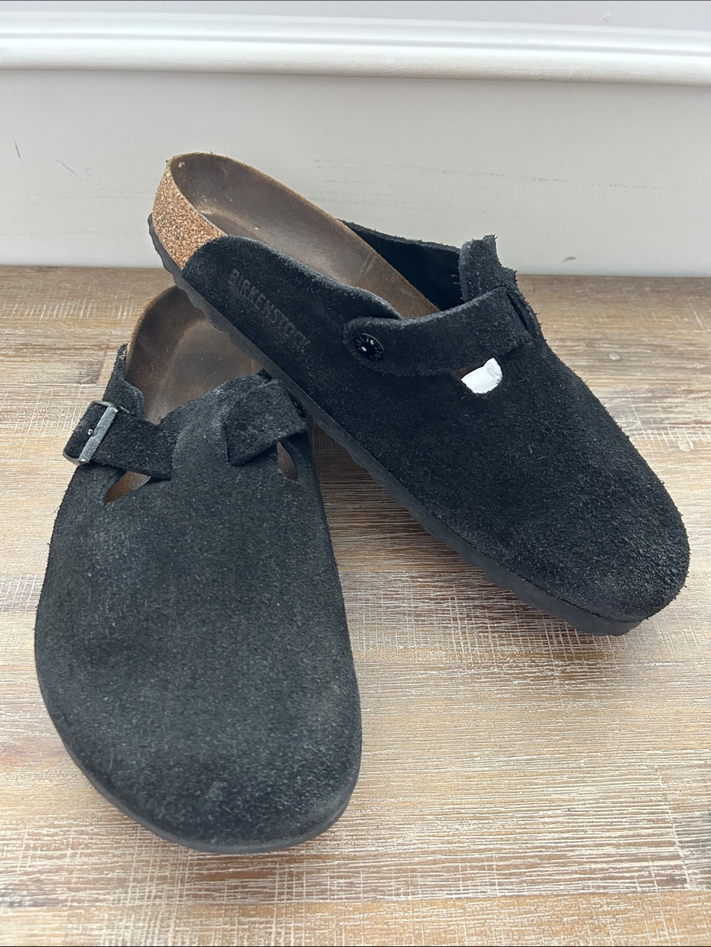 Birkenstock Black Boston Suede Clogs Size 41